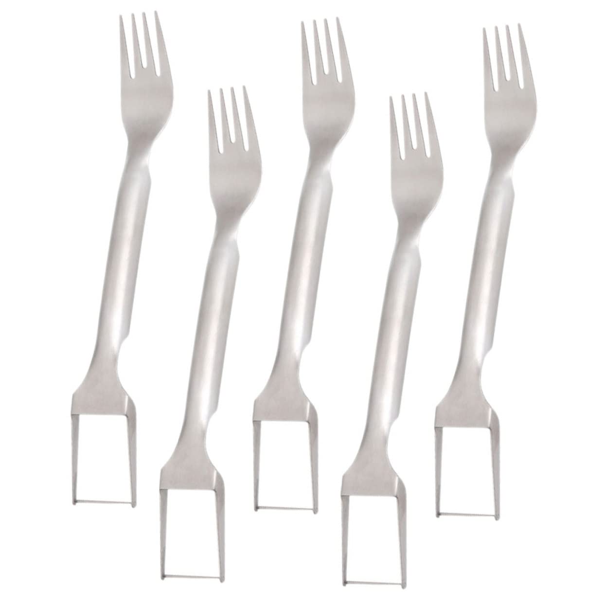 SOLUSTRE 5pcs Stainless Steel Fruit Fork Cutter Watermelon Gadget Dessert Fork Watermelon Slicers Fruit Splitting Tool Stainless Steel Silver