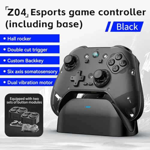 Image of MartZilla Z04 Wireless Gamepad /Controller With Magnetic Charging Dock, 6-Axis Handle, Hall Dual Trigger, Tri-Mode Connectivity, Dual Motor Vibration (Comes With 2 Types Of Button Modules) (Black)