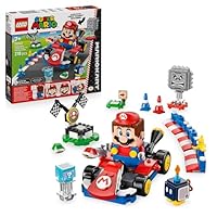LEGO Mario Kart: Mario Interactivo y Kart Estándar - Circuito de Carreras con Coche de Juguete, 3 Figuras, Podio y Barreras - Regalo Gamer para Niños y Niñas de 7+ Años 72043