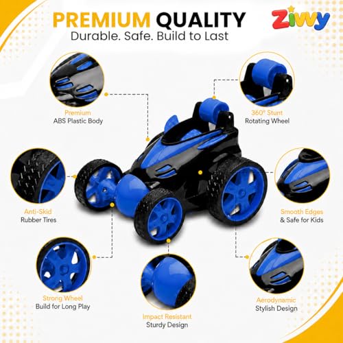 Image of Blue 360 Rotating & Rolling Stunt Car Toy | Spin, Stunt, Flip Functions | Remote Control Stunt Car Toy for Kids | Toys for Boys 7-14 Years | Birthday Gift for Kids