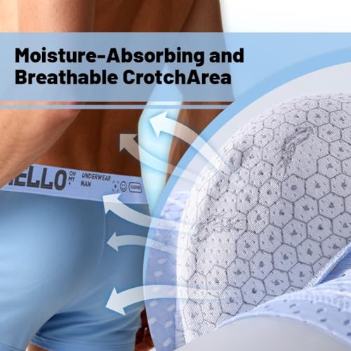 Hello Mesh Mens Underwear, Low Rise Boxer Briefs for Men, Mens Breathable Trunks, Multipack3