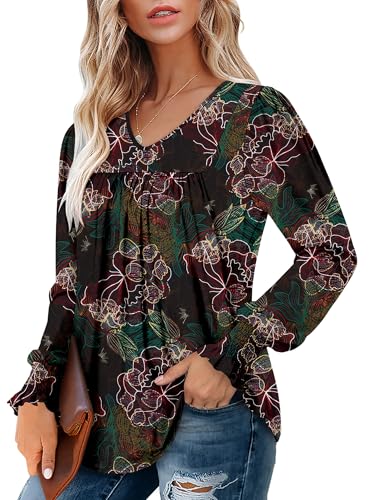 BETTE BOUTIK Womens Long Sleeve Tunic Tops Fall V Neck T-Shirts Blouses Casual Fashion Shirts4
