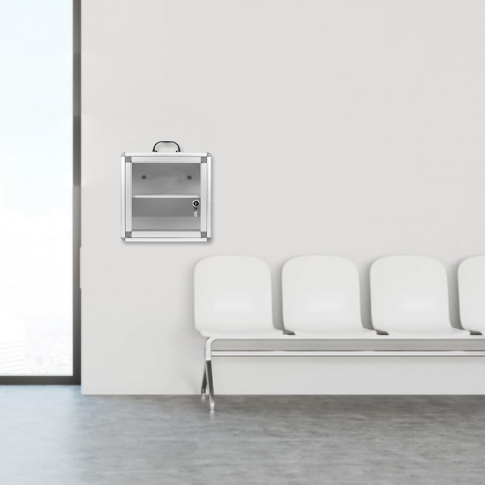 iplusmile Botiquín de Pared de Metal Plata Doble Compartimento | Organización Sencilla, Uso Amplio, para Espacios Públicos y Hogares, Aleación y Acrílico