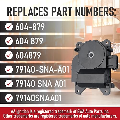 Image of HVAC Air Blend Door Actuator Mode Replacement by AA Ignition - Replaces Parts 604-879, 79140-SNA-A01, 79140SNAA01 - Compatible with 2006, 2007, 2008, 2009, 2010, 2011 Honda Civic - Air Mode Actuator
