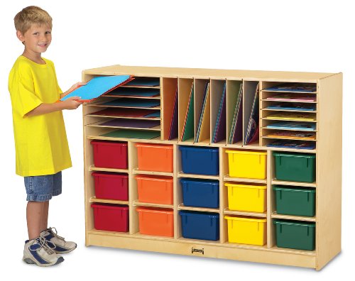Jonti-Craft Sectional Cubbie-Tray Mobile Unit with Colored Trays