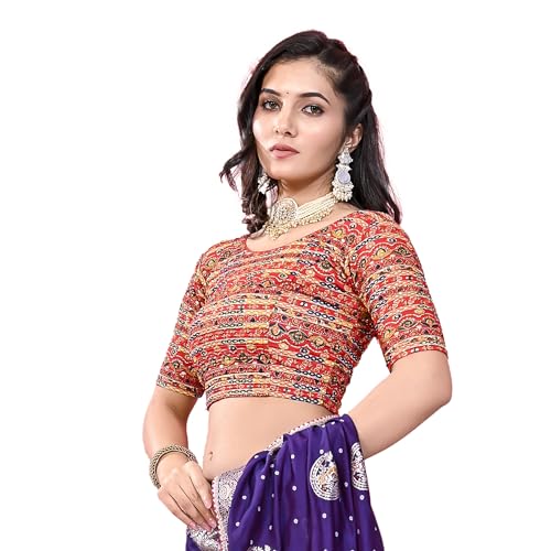 Image of Colorful Street Cotton Stretchable Round Neck Printed Blouse