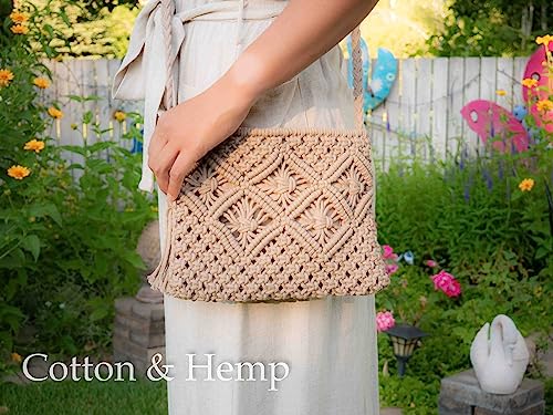 Cotton Macrame Purse Bag | Hand-Woven Knitted Crossbody Shoulder Strap Zipper | Cute Fringe Boho Coin | White Beige Gray2