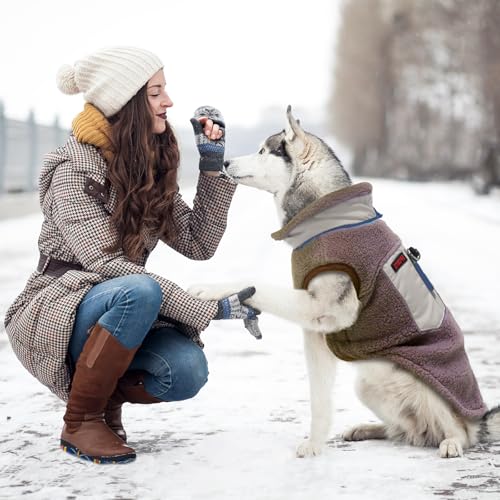 FEimaX Warme Hundemantel Winddichte Haustier Winter Fleece Hundejacke Winterweste mit D-Ring Hundekleidung Welpenjacke für Kleine Mittlere Hunde