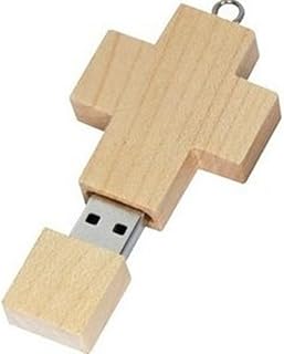 All Ideas 8 GB Cruz de Madeira Santa Cruz USB 2.0 Flash Drive Memory Stick Pen Drive com chaveiro pequeno