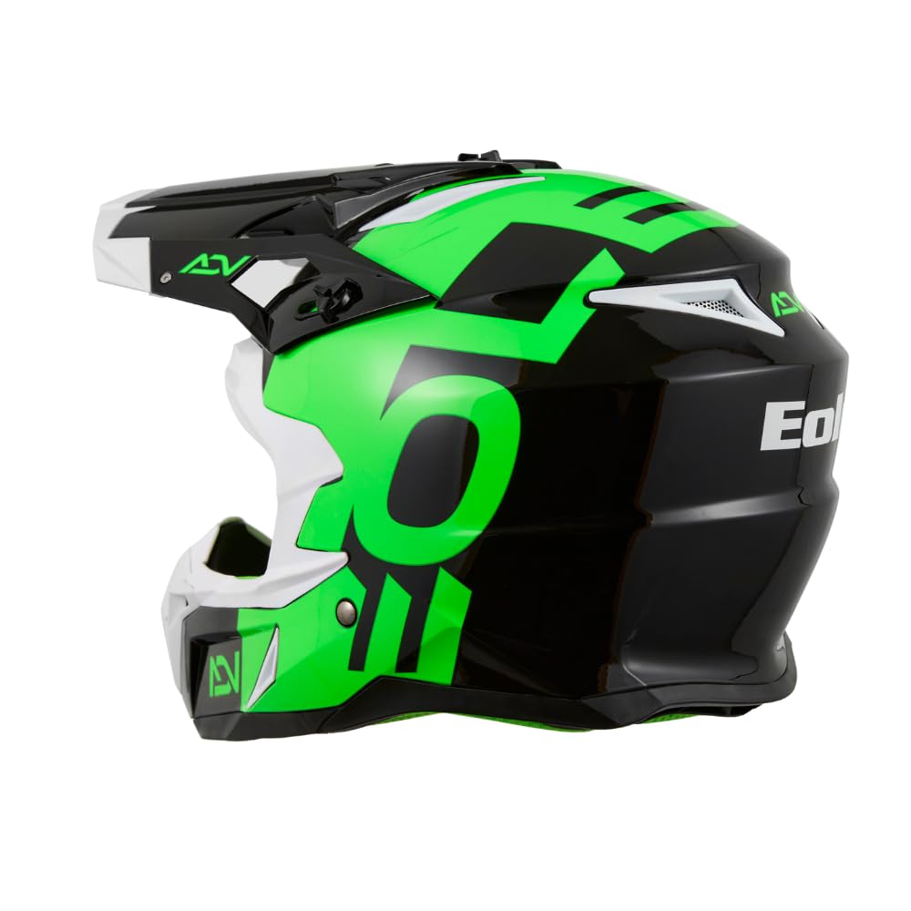EOLE Casque Cross Advance Vert et Noir - Homologué ECE R 22.06 - L (59-60cm) - Coque ABS