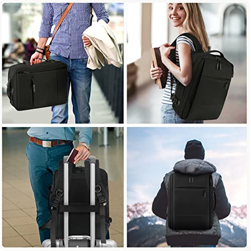 Travel Backpack 15.6 inch Flight Approved Carry On Luggage Backpack Expandable Laptop Backpack for Men Women Business Overnight Weekender College Backpack with USB Charging Port, B image 2