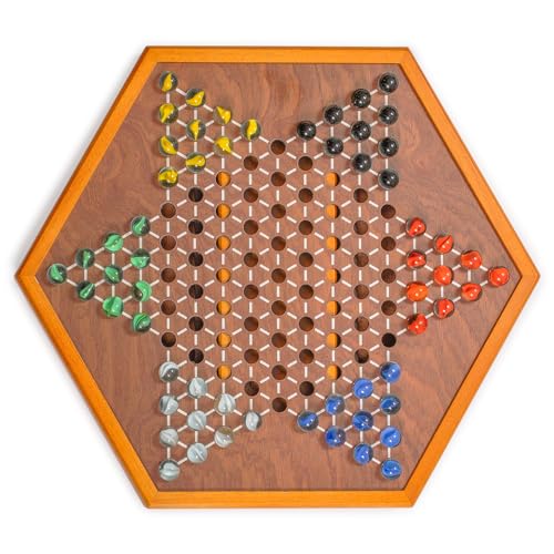 Juego de Mesa Damas Chinas de Madera con Canicas de Vidrio miniatura 5