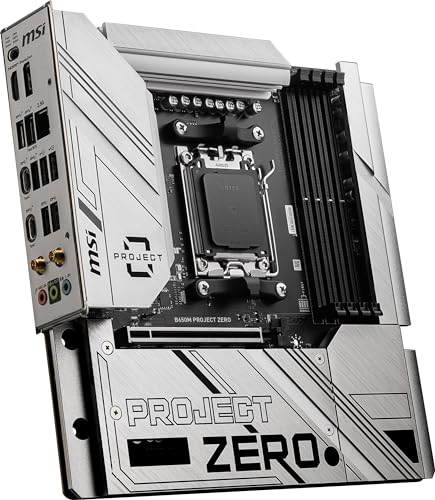 Image of MSI B650M Project Zero Gaming Motherboard (AMD Ryzen 9000 /8000 /7000 Series Processors, AM5, DDR5, PCIe 4.0, M.2 Slots, SATA 6Gb /s, USB 3.2 Gen 2, HDMI /DP, Wi-Fi 6E, Bluetooth 5.3, 2.5Gbps LAN, mATX)
