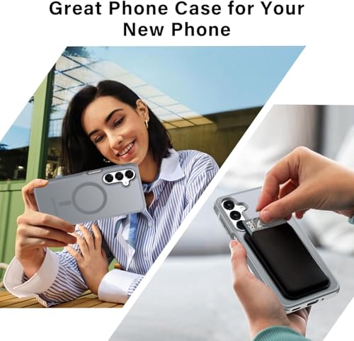Image of Elzzi Magnetic Guard Designed for Samsung A16 5G Case Translucent Matte Hard PC + TPU Back Cover [Compatible with MagSafe] Anti-Scratch Phone Case (Grey)