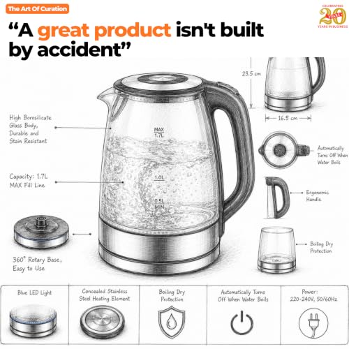 Image of ITALIA Premium Stainless Steel Electric Kettle 1.7L