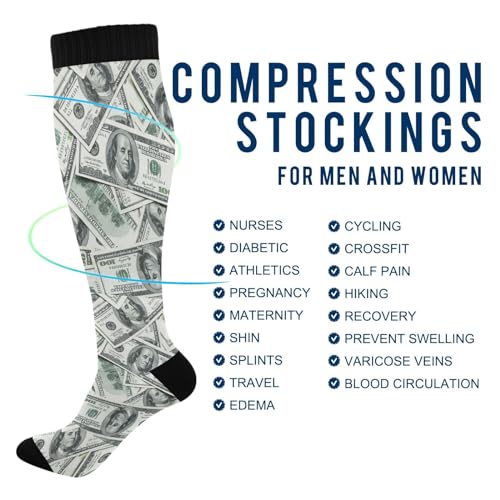 Image of Compression Socks for Men Women Colorful Knee High Socks Support for Athletic Sport Running Hiking Fitness