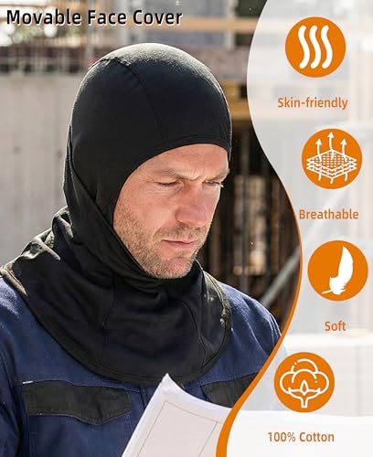 Image of BOCOMAL FR Face Mask Flame Resistant Balaclava 5.5oz Lightweight Arc Rated Helmet Liner Covering Hood for Welding