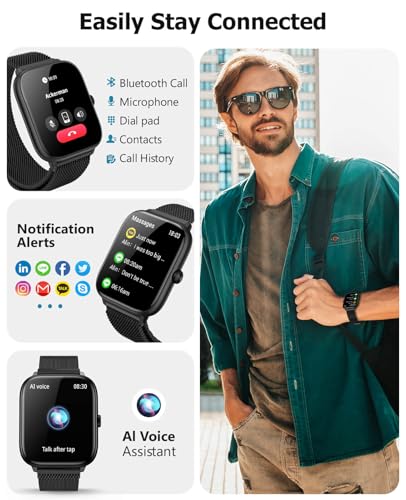 Image of Smart Watch for Men with Blood Pressure Monitor, 2.06 inch AMOLED Always-On Display, IP68 Waterproof Fitness Tracker, 118 Sports Modes, Heart Rate /SpO2 /Sleep Monitor, Tech Gift, Android iPhone Compatible