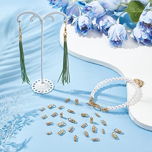 Ph Pandahall 60Pcs Cord Ends Caps, 18K Gold Plated Leather Cap Glue In Barrel End Caps Brass Tube Crimp Beads End Caps Thread Ends For Kumihimo Bracelet Necklace Keychain Bag Jewelry Making #TOP1