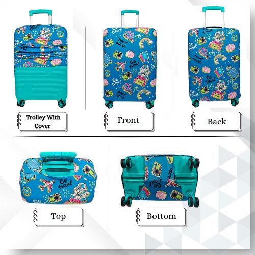 Image of Printed Luggage Cover for Traveling Bag & Suitcase - Stretchable & Scratchproof Trolley Protector with Velcro Lock & Lightweight Washable Material(Suitcase Bag Not Included, Only Cover in Product)