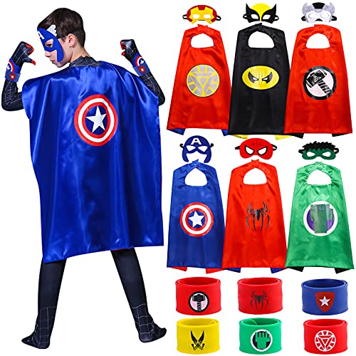 Superhero Capes for Kids 3-10 Year Old Boy Gifts Boys Cartoon Dress up Costumes Party Supplies Easter Christmas Gifts Kids Capes Superhero Capes (6Pcs)