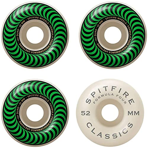 Spitfire Wheels Formula 4 Classic 52 mm Rodas de Skate Brancas com Verde - 101a