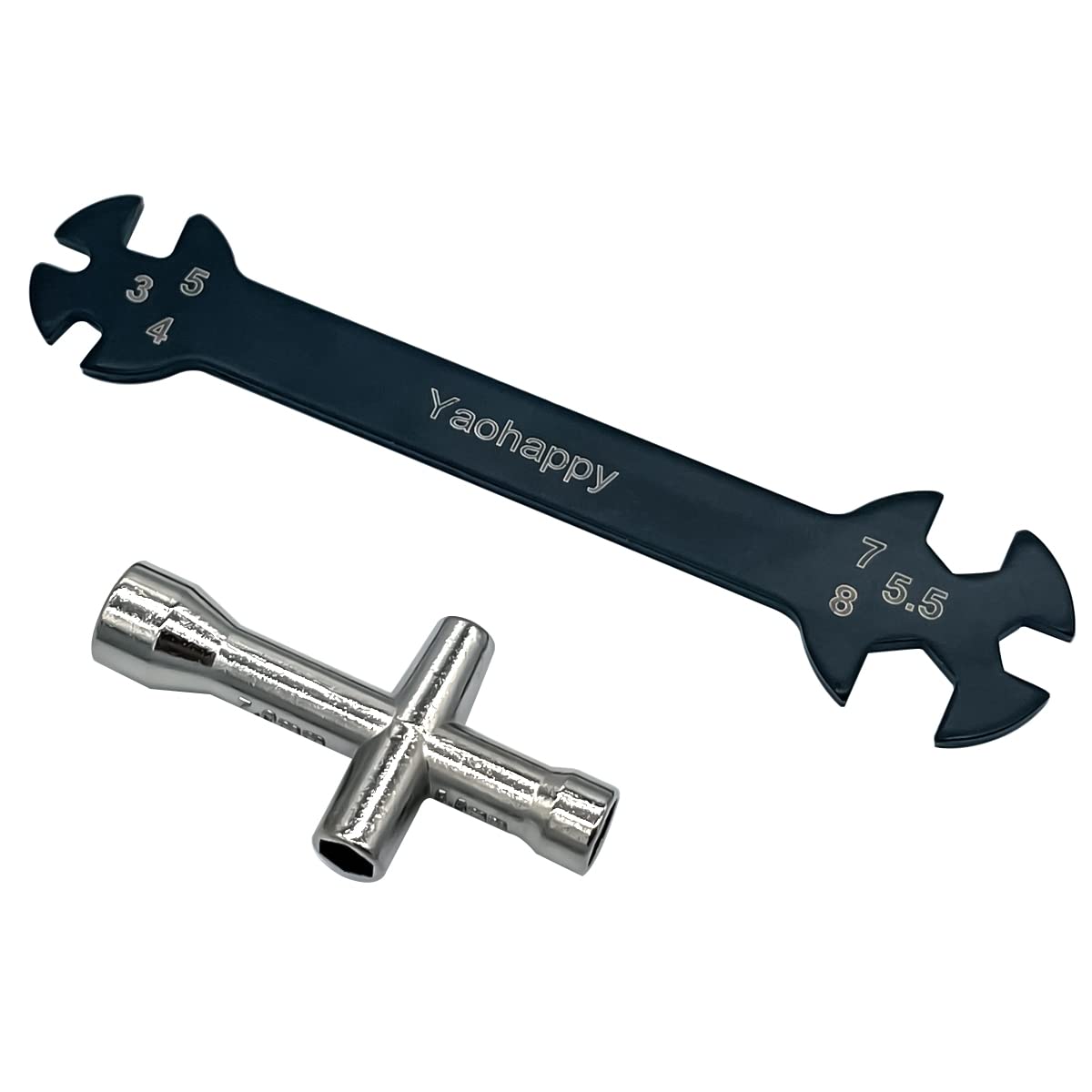 RC Car Wrench Multi-Function Wrench Turnbuckle Wrench with Cross Wrench for RC Car Repair Work, Black