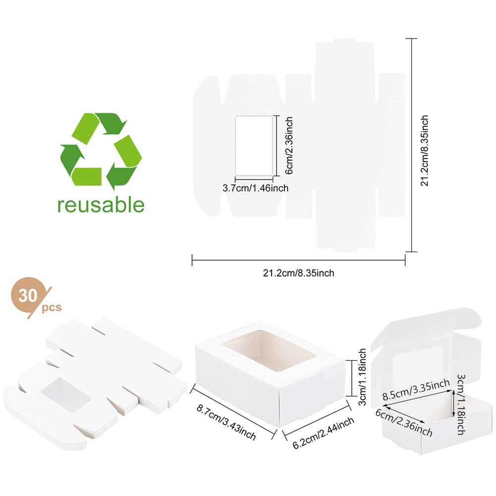20 Scatole Regalo In Carta Kraft Bianche Con Finestra 17,8x10,9x3,9 Cm - Perfette Per Biscotti, Cioccolatini, Feste E Matrimoni