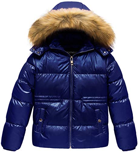 Creatmo Us Girl's Water Resistant Puffer Jacket Soft Fleece Lined Padded Fur Hooded Winter Coat Navy 6-7 #TOP11