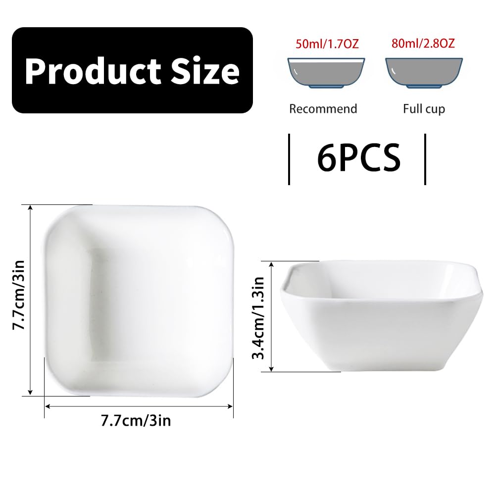 Set di 6 Ciotole in Ceramica per Salsa di Soia, Sushi, Spezie, Marmellata, Aperitivo, Dolci, Salse, Merenda