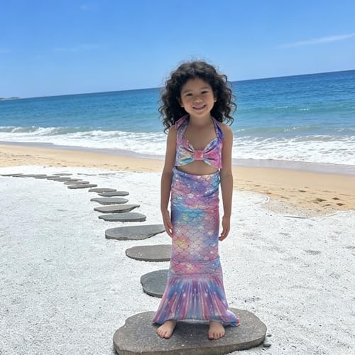 Image of GALLDEALS Girls 3 Piece Swimsuit Bathing Suits Bikini with Cover Up Skirt 3 to 12 Years
