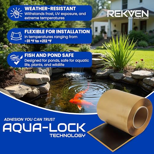 Image of Pond Liner Seam Tape - 30 Feet x 6 Inch - Double Sided Butyl Tape - Bond Seal or Repair EPDM PVC HDPE LDPE RPE LLDPE - Perfect for Small or Large Fish and Koi Ponds Waterfalls and Water Features