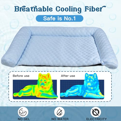 Dog Cooling Mat - Thicken Self-Cooling Pad for Small Dog & Cat, Ultra-Comfortable & Machine Washable | Foldable Design Cooling Mat for Dogs, Crates & Indoor Use (Grey, M 24''*14'') - Image 4