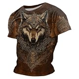 RUMAOZIA T-shirt viking pour homme - Col rond - Mythe viking médiéval - Symboles nordiques...