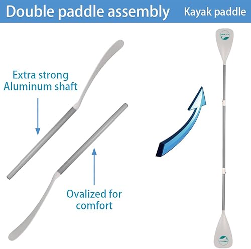 Vista 27 de YVLEEN SUP Paddle Board Paddle,Stand Up Paddleboard Paddles Paletas de aluminio ajustable 4 piezas flotante Kayak Paddle,Paleta convertible Turquesa