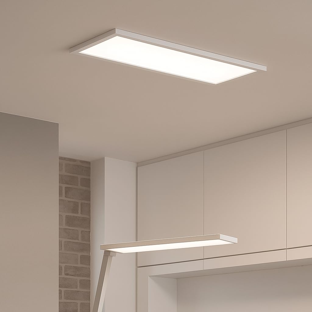 Trano LED Panel 2in1 30W – 120x30cm Neutralweiß 4000K, 3600lm, Aufputz & Unterputz Montage, Flache Deckenleuchte/LED Deckenpanel für Büro & Arbeitsräume, Aluminiumgehäuse, 50.000h Lebensdauer