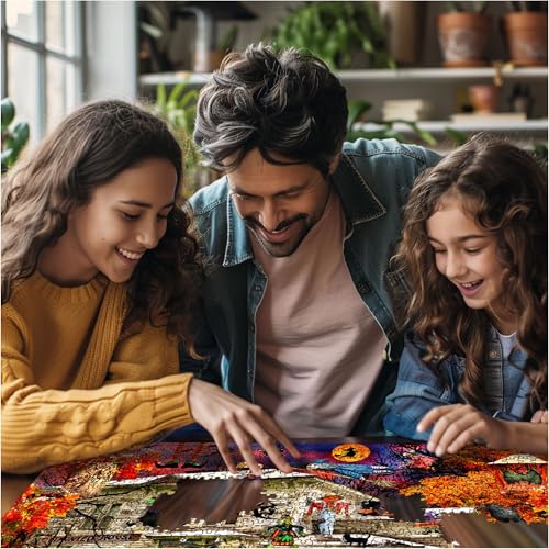 White Mountain Rompecabezas de 1000 piezas Halloween Otoño, Witches Welcome | Piezas grandes, regalo para adultos y familia, 24"x30" pulgadas, Casa embrujada otoñal miniatura 4