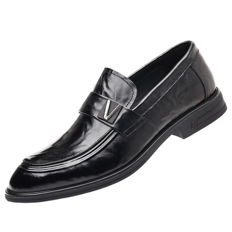 Men's Casual Retro Pointed-Toe Shoes Breathable Comfortable Oxford Slip-On Fashion Business Formal Derby Dress Shoes