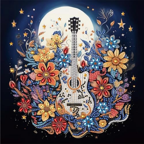 Image of AiYuanzsh DIY Diamond Art Painting Kits for Adults, 5D Special Shape Diamond Art Kits for Beginners, Crystal Rhinestones Diamond Art Painting for Home Wall Decoration Gift 12x12inch, Guitar