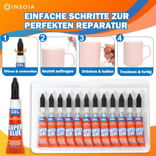 Sekundenkleber extra stark Gel 12 x 3 g，Universal alleskleber Mini Set – Ansicht 6