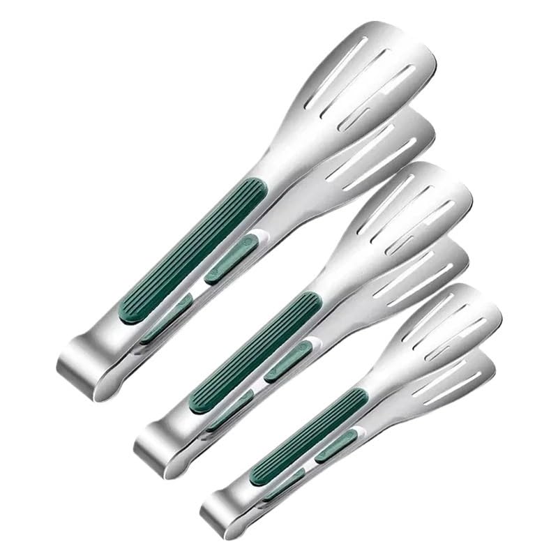 1 Set Edelstahl-Grillzange, Fleisch-, Salat- und Brotzange, rutschfeste Grillzange, Buffetzange
