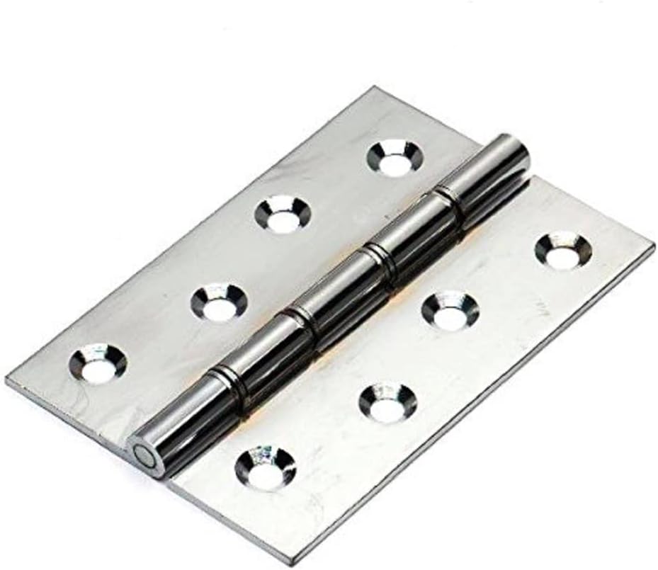 Merriway BH04291 (2 Pcs) 100mm (4 inch) Double Steel Washered Chromed Butt Hinge - Pack of 2 Pieces