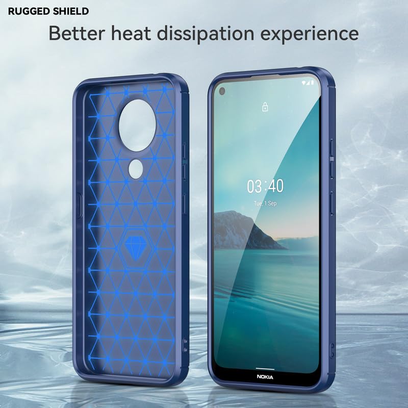 Image of Hybrid Carbon Fiber Back Case for Nokia 3.4 (Blue)
