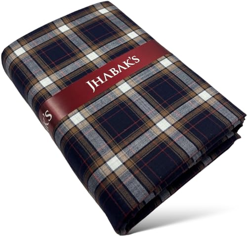 Image of JHABAK'S Cotton Blend Unstitched Checkered Fabric for Men - 2.35m Shirt Piece / 3m Kurta Piece - Width 36 Inches