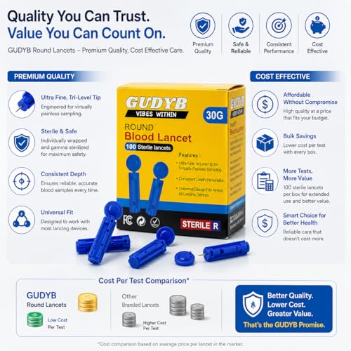 Image of Blood Lancets for Glucose Testing - 100 Sterile Disposable Lancets, Twist Top Blue | Painless, Hygienic, Universal Fit for Diabetes Home Use | 30 Gauge (Blue)