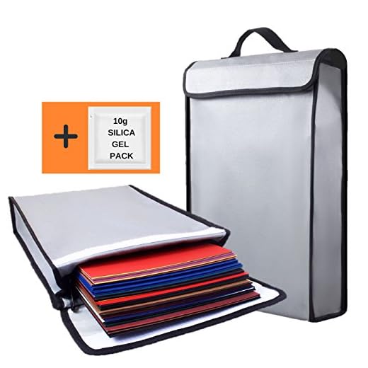 1 093,3 °C résistant au feu Sac imperméable l'argent support de documents – Tranquillité d'Esprit Sécurité – pliable pour Fire sûre et Fire Box ou d'appui N Go batterie de stockage Caisse Legal Passport (38,1 x 27,9 x 7,6 cm)