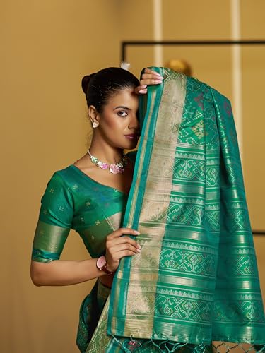 Image of SWORNOF Womens Linen Silk Saree | Saree for Women With Unstitched Blouse | Saree with Blouse Piece | Soft and Skin Friendly