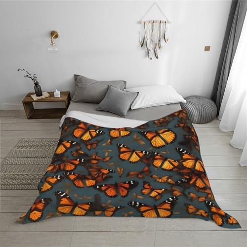 Couverture flanelle douce monarque orange pour cocooning sur canapé - 6