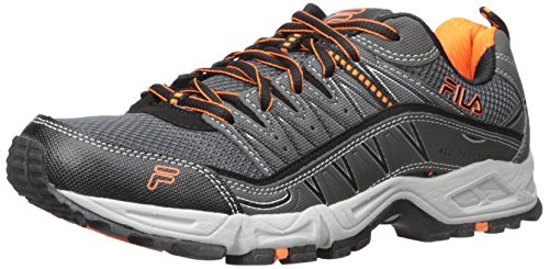 Fila Men's AT Peake Trail Running Shoe, Castle Rock/Black/Vibrant Orange, 10.5 M US