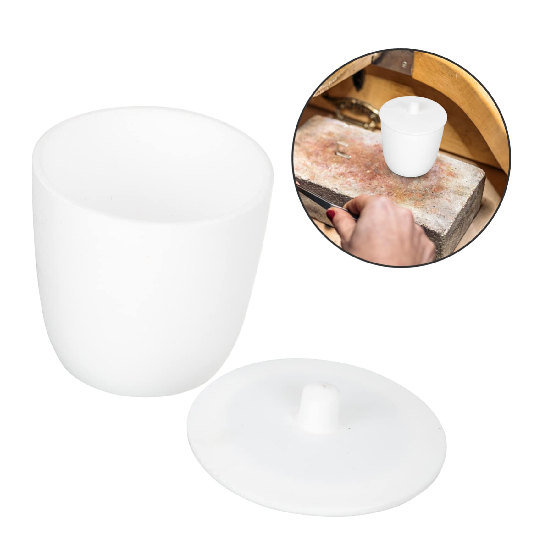 OSOLADY 2pcs Professional Porcelain Crucible with Lid 100ml Metal Melting Crucible for Lab PTFE